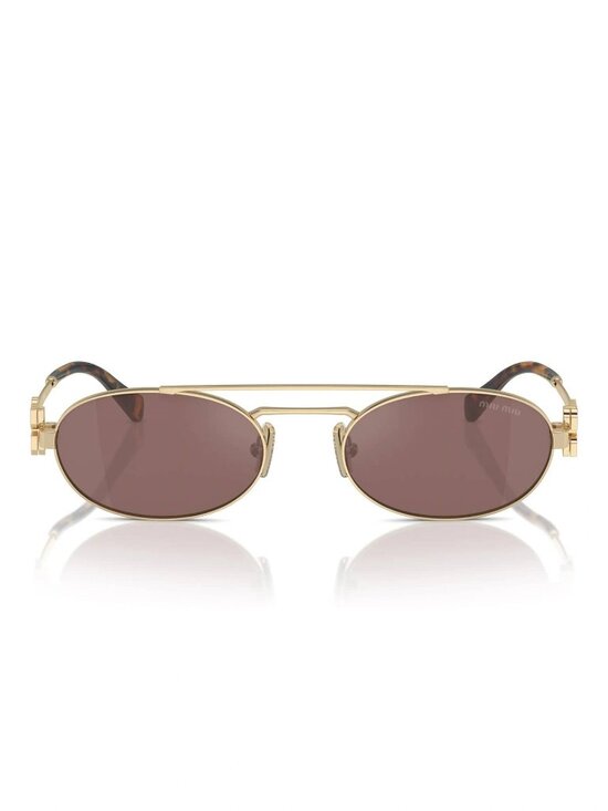 NEW MIU MIU OVAL SUNGLASSES MU54ZS ZVN70D GOLD BROWN SMU 54Z MIU MIU EYEWEAR
